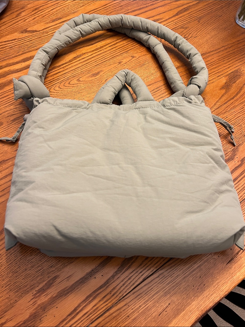 Quilted Puffer Shoulder Bag in Sage Green - Picture 3 of 10